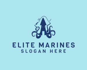 Marine Squid Fishing logo design