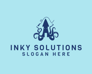 Marine Squid Fishing logo design