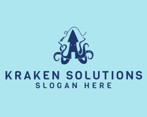 Marine Squid Fishing logo design