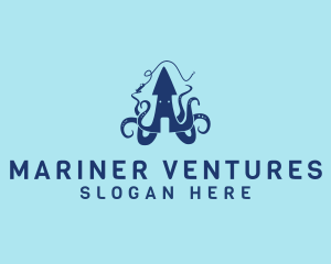 Marine Squid Fishing logo design