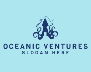 Marine Squid Fishing logo design