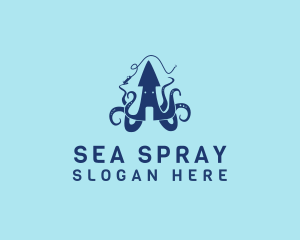 Marine Squid Fishing logo design