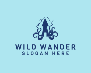 Marine Squid Fishing logo design