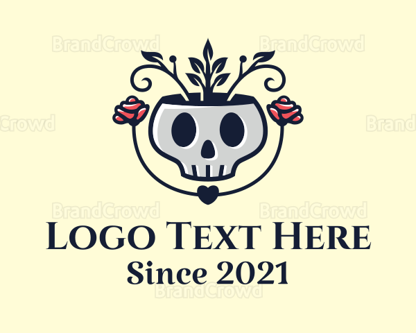 Rose Skull Plant Logo