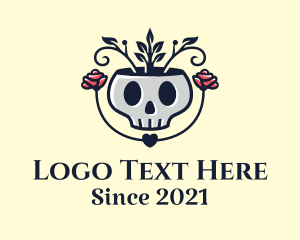 Dia De Los Muertos - Rose Skull Plant logo design