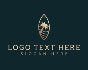 Palm Tree - Surfboard Beach Resort logo design