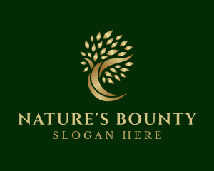 Gold Natural Tree logo design