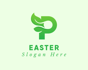 Vegan - Green Eco Letter P logo design