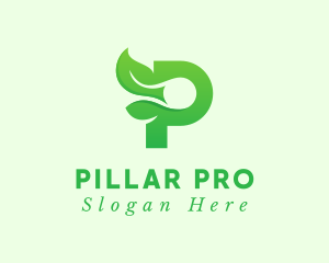 Green Eco Letter P logo design