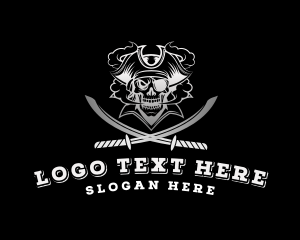 Smoke - Pirate Skull Sword Captain logo design