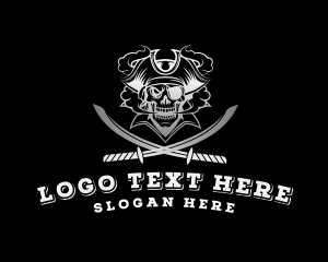 Pirate Skull Sword Captain Logo