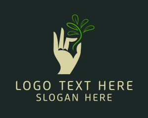 Seedling - Hand Seedling Plant logo design