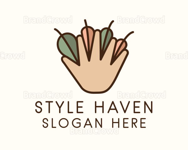 Agriculture Hand Leaves Logo
