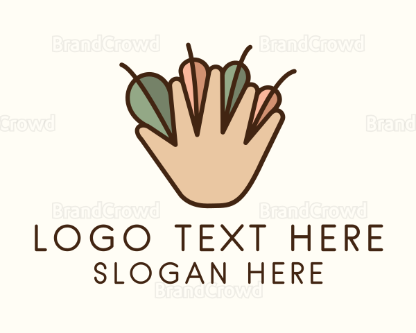 Agriculture Hand Leaves Logo