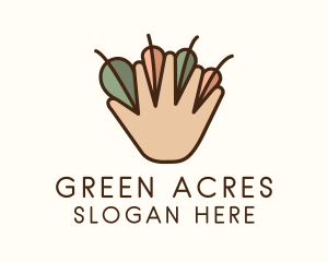 Agriculture Hand Leaves logo design