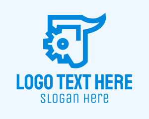 Oxen - Blue Mechanical Bull logo design