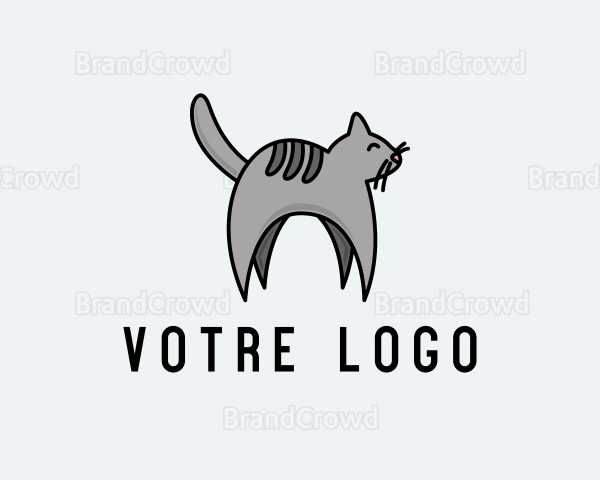 Gray Pet Cat Logo