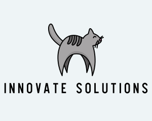 Cat - Gray Pet Cat logo design