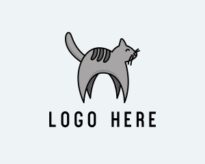 Gray Pet Cat logo design