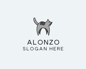 Gray Pet Cat logo design