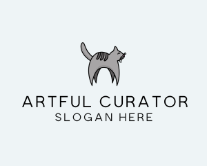 Gray Pet Cat logo design