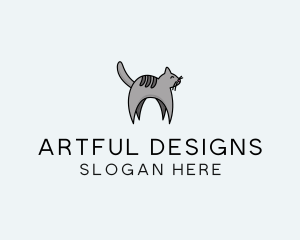 Gray Pet Cat logo design