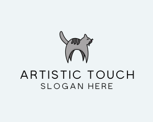 Gray Pet Cat logo design