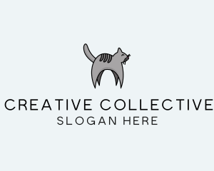 Gray Pet Cat logo design