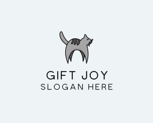 Gray Pet Cat logo design