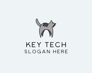 Gray Pet Cat logo design