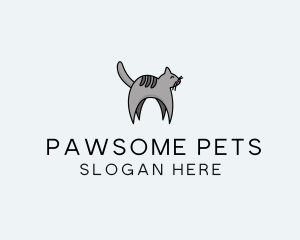 Gray Pet Cat logo design