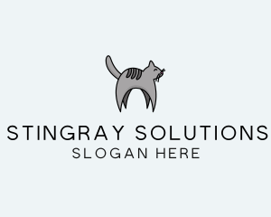 Gray Pet Cat logo design