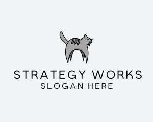 Gray Pet Cat logo design