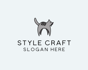 Gray Pet Cat logo design