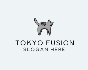 Gray Pet Cat logo design