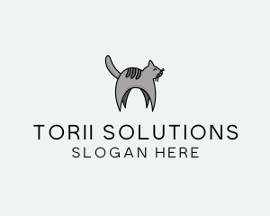 Gray Pet Cat logo design