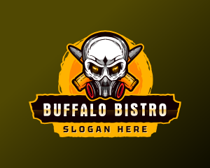 Skull Mask Bullet logo design