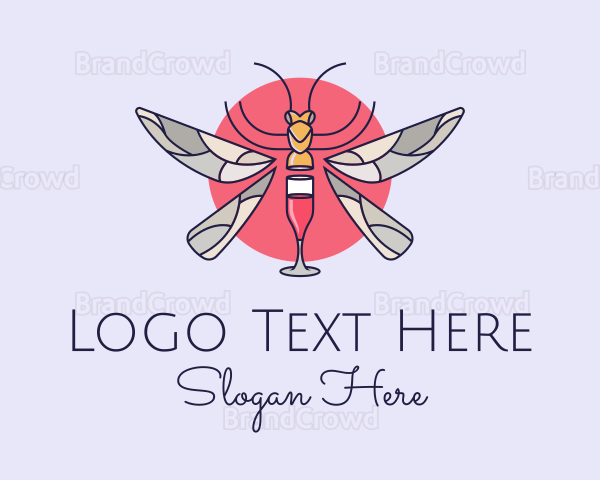 Wine Glass Dragonfly Logo