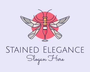 Wine Glass Dragonfly logo design