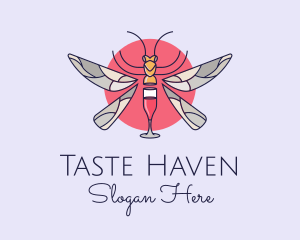 Wine Glass Dragonfly logo design