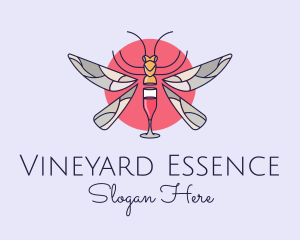 Wine Glass Dragonfly logo design