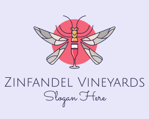 Wine Glass Dragonfly logo design