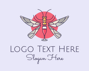 Wine - Wine Glass Dragonfly logo design