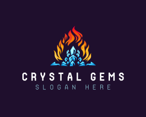 Blazing Fire Ice Crystal logo design