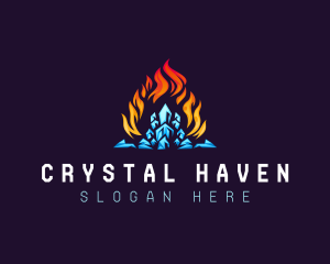 Blazing Fire Ice Crystal logo design