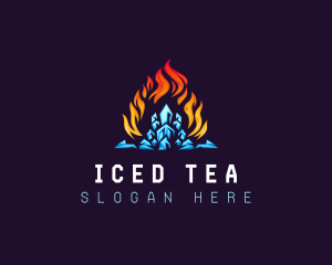 Blazing Fire Ice Crystal logo design