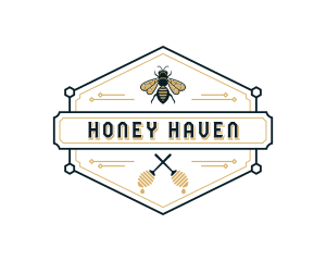 Beekeeper Honey Hexagon logo design