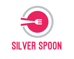 Utensil - Pink Restaurant Plate logo design