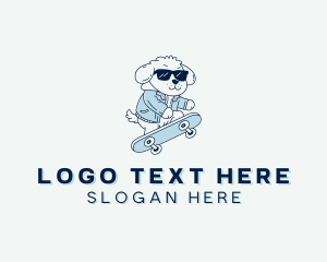 Puppy - Sunglasses Dog Skateboard logo design