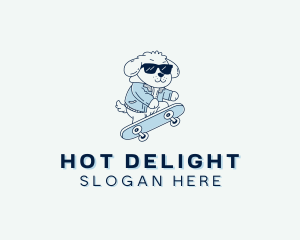 Sunglasses Dog Skateboard logo design